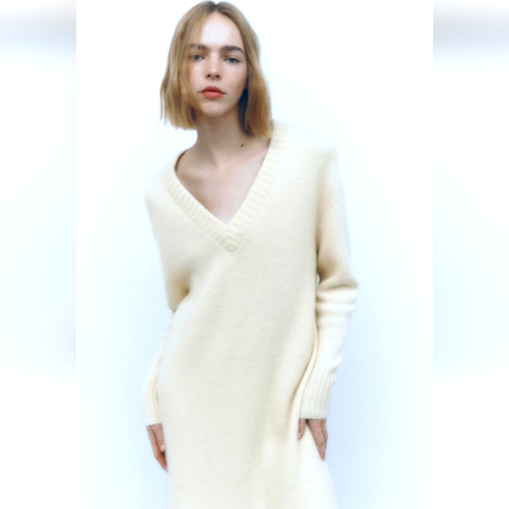 Zara 100% cashmere midi dress